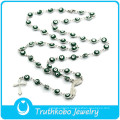 316 Stainless Steel Chain with Natural Stone Bead Wholesale San Virgin Mary Rosary Necklace for Catholic